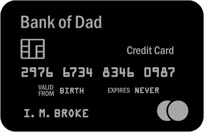 Metal Bank of Dad Wallet Card – Funny Novelty Credit Card Gifts for Dad Fathers – Unique Gag Gift for Father’s Day Birthdays Christmas