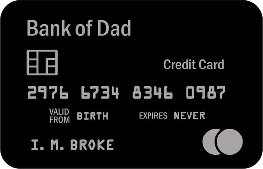 Metal Bank of Dad Wallet Card – Funny Novelty Credit Card Gifts for Dad Fathers – Unique Gag Gift for Father’s Day Birthdays Christmas