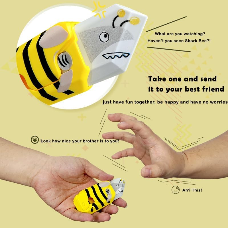 4-Pack 3D Gravity Fidget Toys – Shark-Bee & Tortoise-Bee Editions