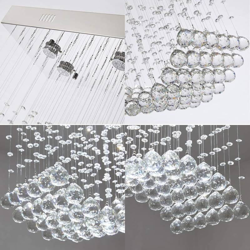 Modern K9 Crystal Raindrop Chandelier, Flush Mount Kitchen Island Dining Room