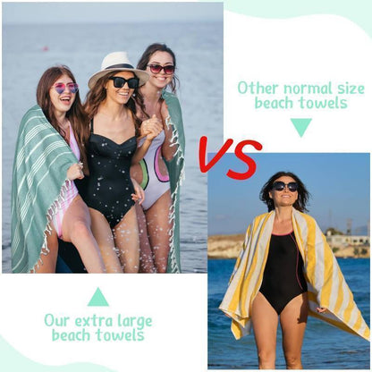 6 Pack Extra Large Cotton Turkish Beach Towels, Oversized Beach Blanket for Travel (Teal)