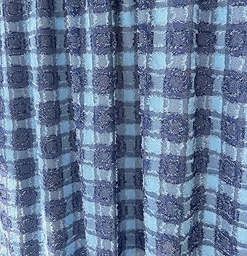 Blue Fashion Plaids Boho Pattern Clipped Yarn Swag Valance, Farmhouse Valance for Bathroom/Bedroom/Living Room
