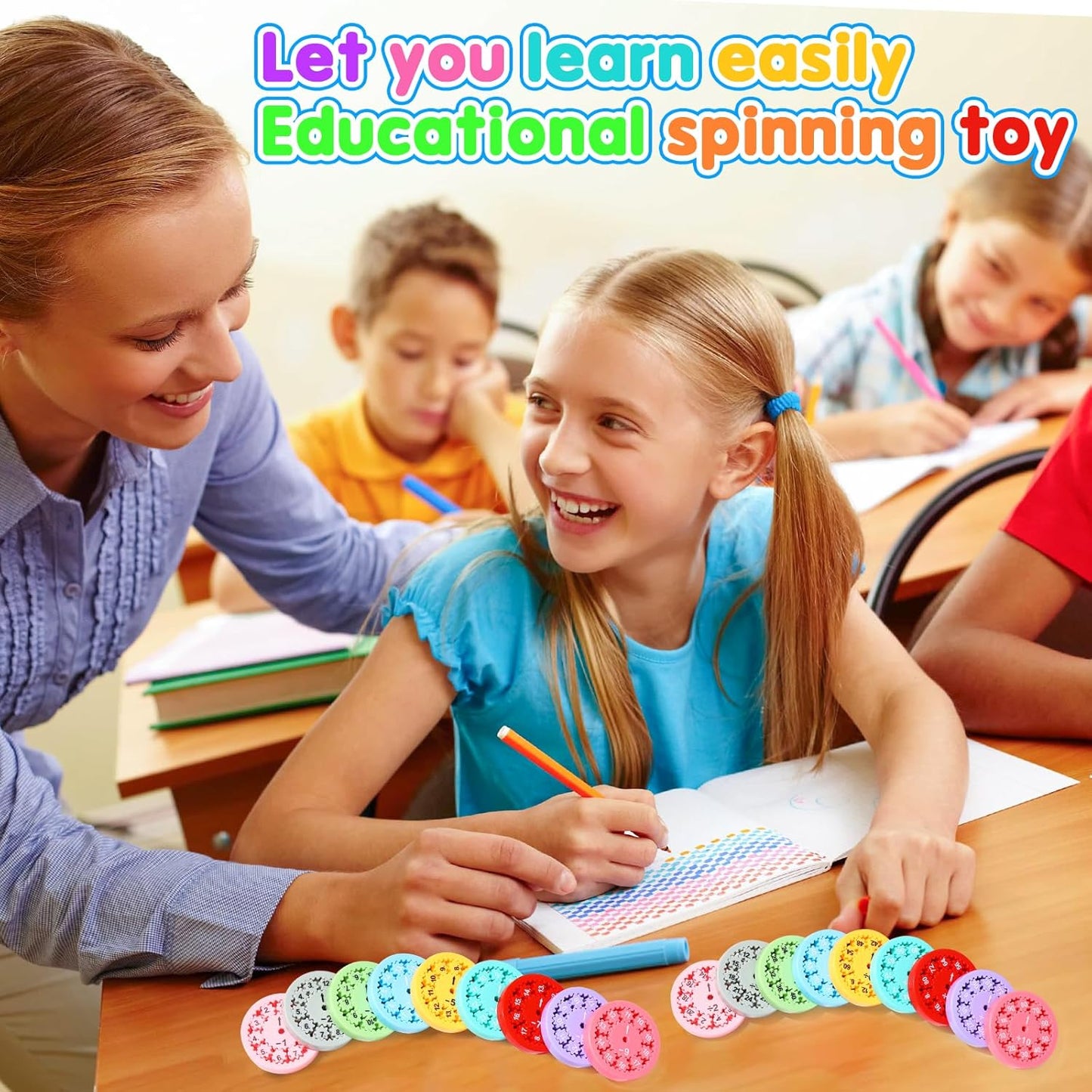 Educational Math Fidget Spinners | Learn Multiplication & Division | Ideal for Classroom Prizes & Stocking Stuffers