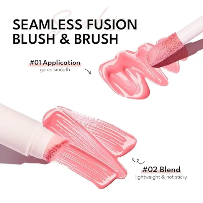 Liquid Blush Stick for Cheeks Natural Matte Finish Make Up, High Pigment Blush Stick Long-lasting Dewy Cheek Tint With Build in Brush#L002