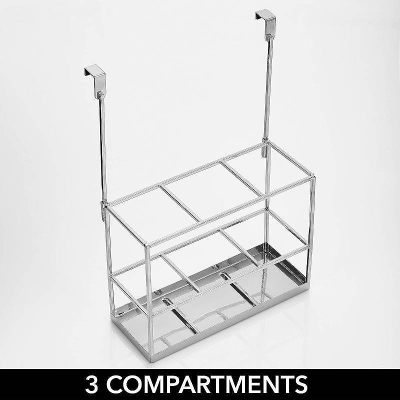 mDesign Steel Bathroom Over Cabinet Door Hair Tool Storage Organizer, Accessory Holder, Holder for Hair Dryer, Straightener, Curling Iron, Styling Products