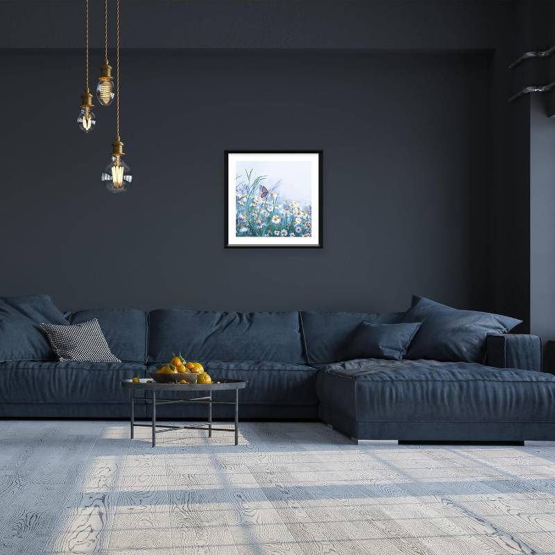 20" x 20" Frame, 16" x 16" Picture With Mat, Premium Plexiglass, Slim & Stylish Black for Home Decor, Modern Single