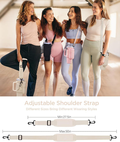 Water Bottle Holder with Strap, Water Bottle Carrier Bag with Phone Pocket, Shoulder Hand Strap Insulated Neoprene 32/40 oz Water Bottle Sleeve for Walking Hiking Camping Gym