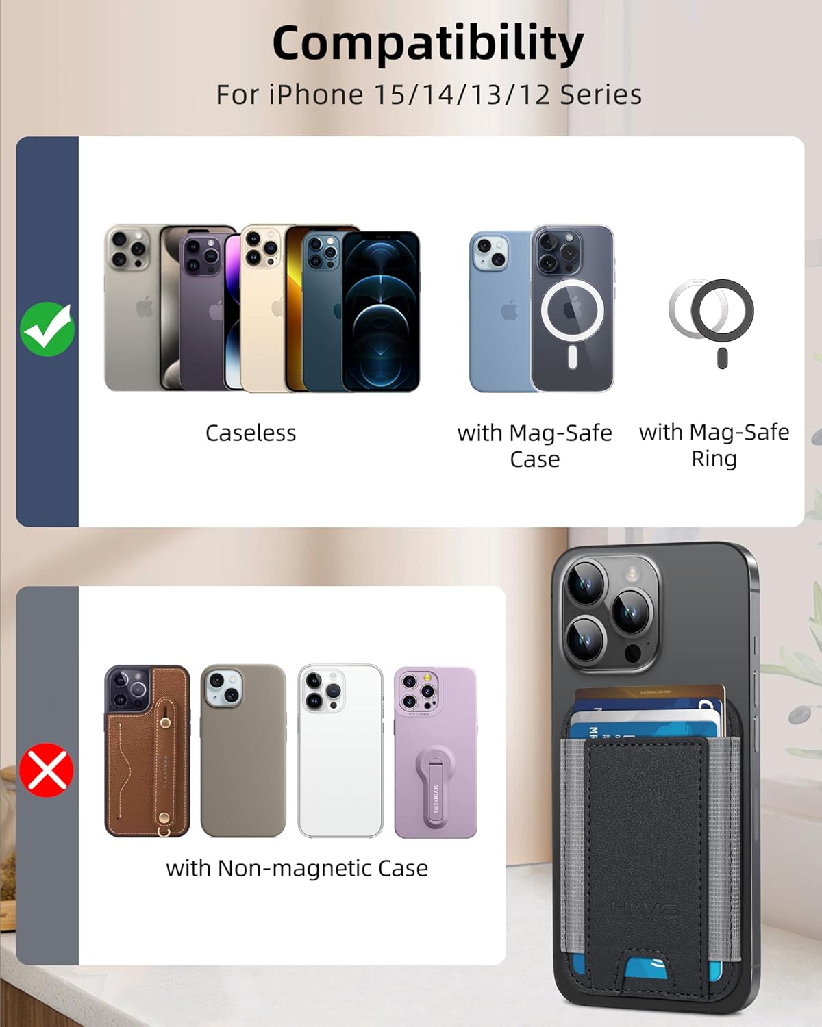 Magnetic Wallet for iPhone 17/16/15/14/13/12 Series, 7 Cards Holder, Magnetic Phone Wallets, 2 Slots, Black?Grey