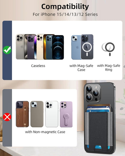 Magnetic Wallet for iPhone 17/16/15/14/13/12 Series, 7 Cards Holder, Magnetic Phone Wallets, 2 Slots, Black?Grey