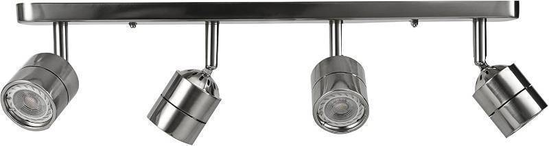 KING SHA 21 Inch 4-Lights LED Track Lighting Kit with Dimmable LED Bulbs GU10 Warm White CRI90, Plug in Brushed Nickel