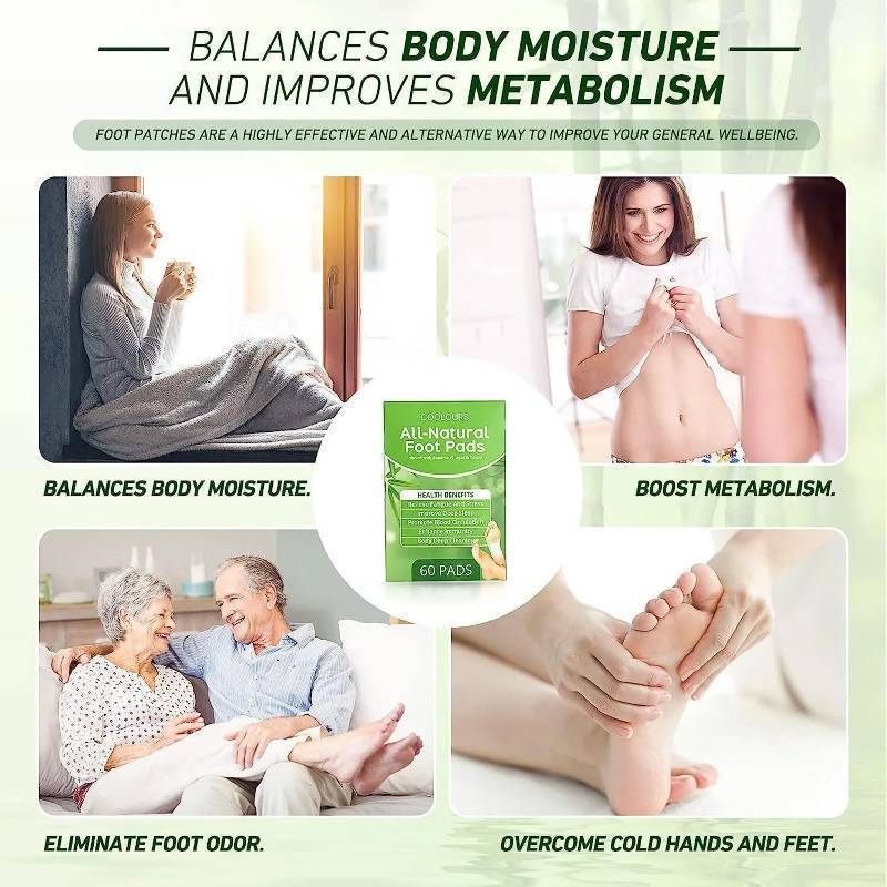 60ct All Natural Deep Cleansing Foot Pads for Better Sleep Stress Pain Relief