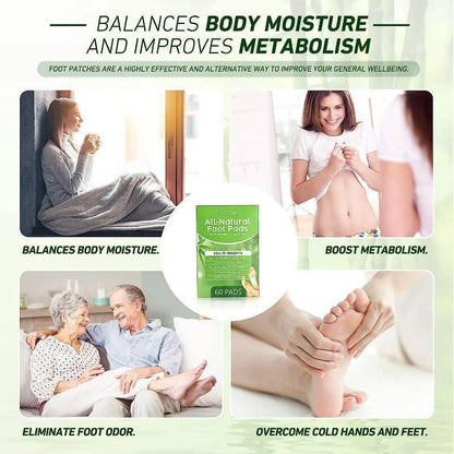 60ct All Natural Deep Cleansing Foot Pads for Better Sleep Stress Pain Relief
