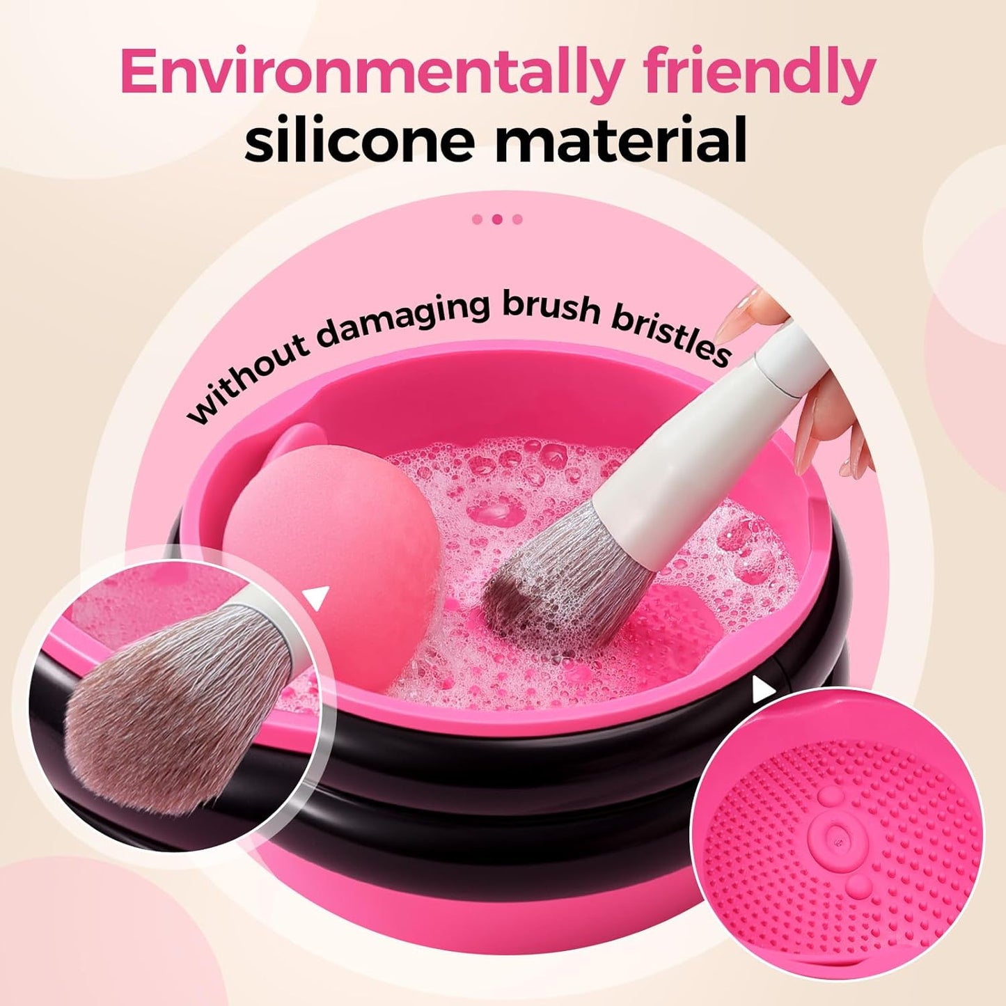 3 in 1 Makeup Brush Cleaner, Silicone Cleansing Pad, Clear Cover Brush Holder and Storage Box, Quick Dry Storage, for Removing Makeup Brushes, Sponges, Puffs Residue