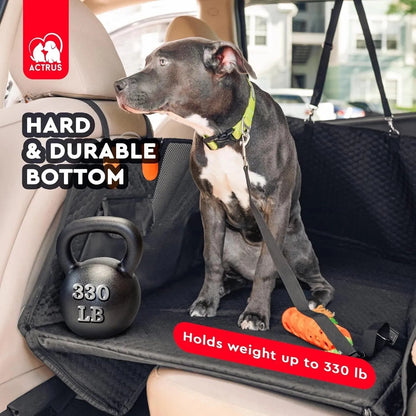 Hard Bottom Back Seat Extender Protector w/ Mesh Window & Storage for Dogs