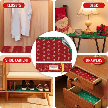 Christmas Scented Drawer Liners – 12 Sheets (14.3" x 19.5") – Apple Cinnamon & Cedar Fragrance – Festive Shelf Paper for Dressers, Closets & Holiday Gifting (Gift Box Included)