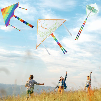10 Pcs DIY Blank Kite Kit Paper Kites Bulk with 36 Pcs Watercolor Pens and 196.85 ft Kite String Kite Making Kit for Kids Girls Boys Outdoor Park Beach Activities Educational Games Party Favors