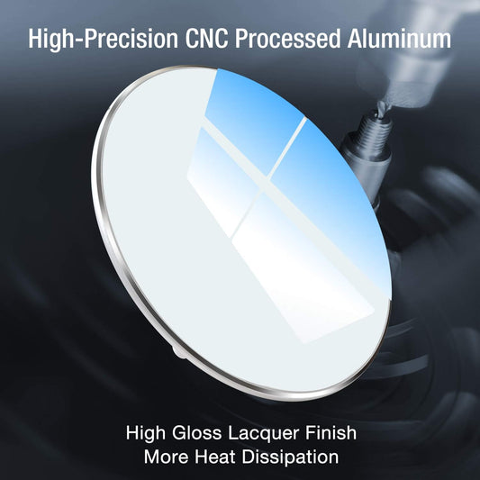 Wireless Charger 15W Max Fast Wireless Charging Pad Compatible with iPhone 16/16 Plus/16 Pro Max /15/14/13/SE/12 Series, Samsung Galaxy S24/S23/S22 Series (No Ac Adapter), Matte Silver