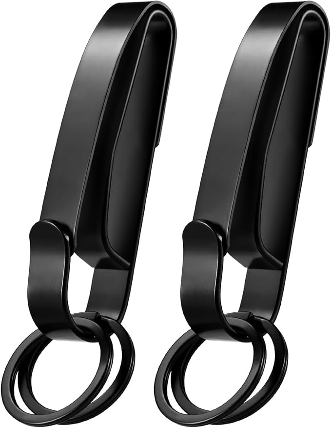 Heavy Duty Belt Key Clip with Quick Release and Removable Rings - 2 Pack