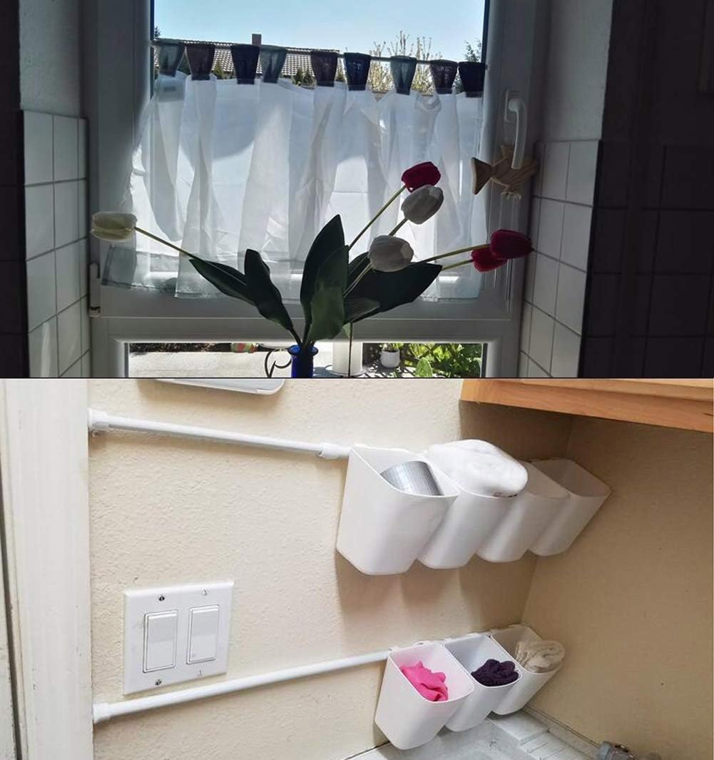 2 Pack Black 5/8" Spring Tension Curtain Rod, RV Tension Bars, Cupboard Rod 10-16"