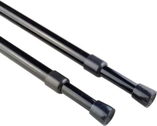 2 Pack Black 5/8" Spring Tension Curtain Rod, RV Tension Bars, Cupboard Rod 10-16"
