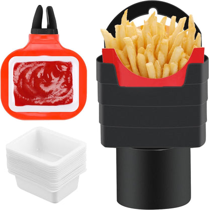 Fry Holder Cup Holder Insert for Car, and Dip Vent Clip for Sauce