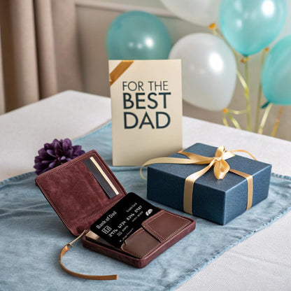 Metal Bank of Dad Wallet Card – Funny Novelty Credit Card Gifts for Dad Fathers – Unique Gag Gift for Father’s Day Birthdays Christmas