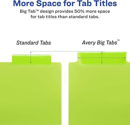 Insertable Plastic Dividers for 3 Ring Binders, 8 Tabs per Set, Big Tabs, Two Pockets, Multicolor Binder Dividers, Works with Sheet Protectors