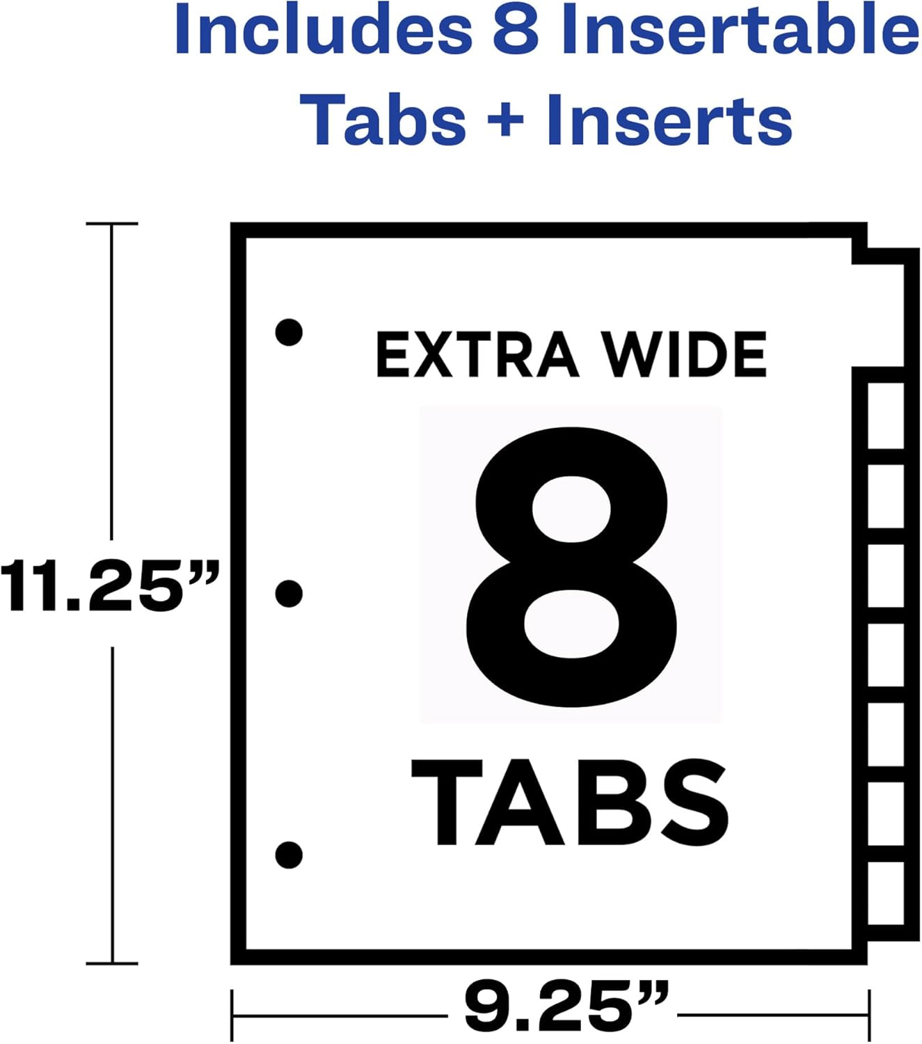 Insertable Plastic Dividers for 3 Ring Binders, 8 Tabs per Set, Big Tabs, Two Pockets, Multicolor Binder Dividers, Works with Sheet Protectors