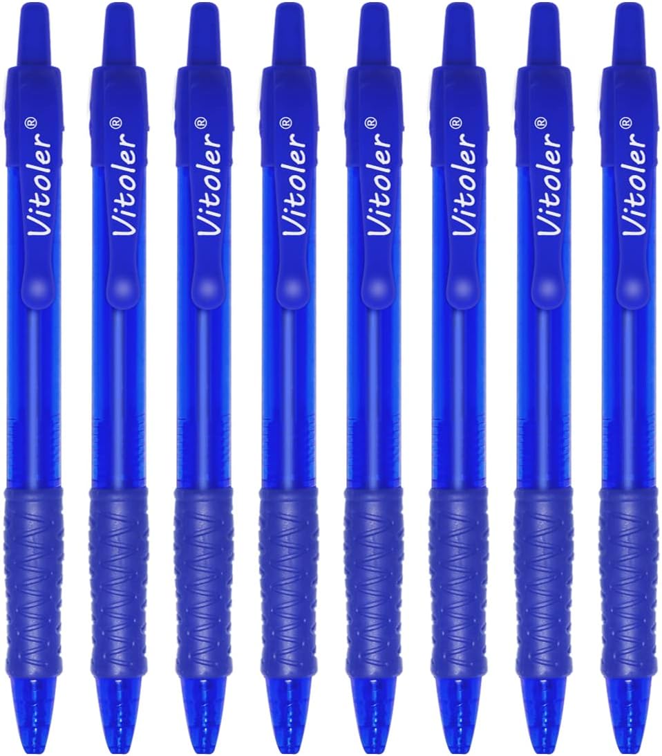 8 Pack Blue Ballpoint Pens, 1.0mm Fine Point Smooth Writing Pens, Retractable Ballpoint Pens for School Office Supplies