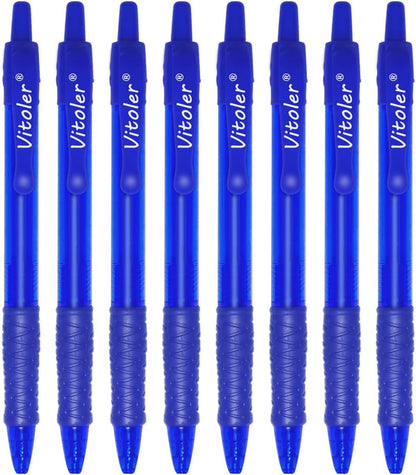 8 Pack Blue Ballpoint Pens, 1.0mm Fine Point Smooth Writing Pens, Retractable Ballpoint Pens for School Office Supplies