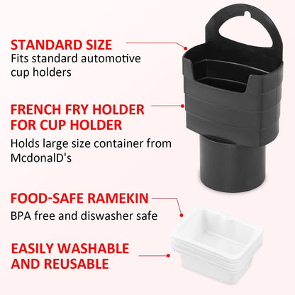 Fry Holder Cup Holder Insert for Car, and Dip Vent Clip for Sauce