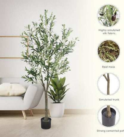 Faux Olive Tree 5ft - Olive Trees Artificial Indoor/ Outdoor Olive Tree