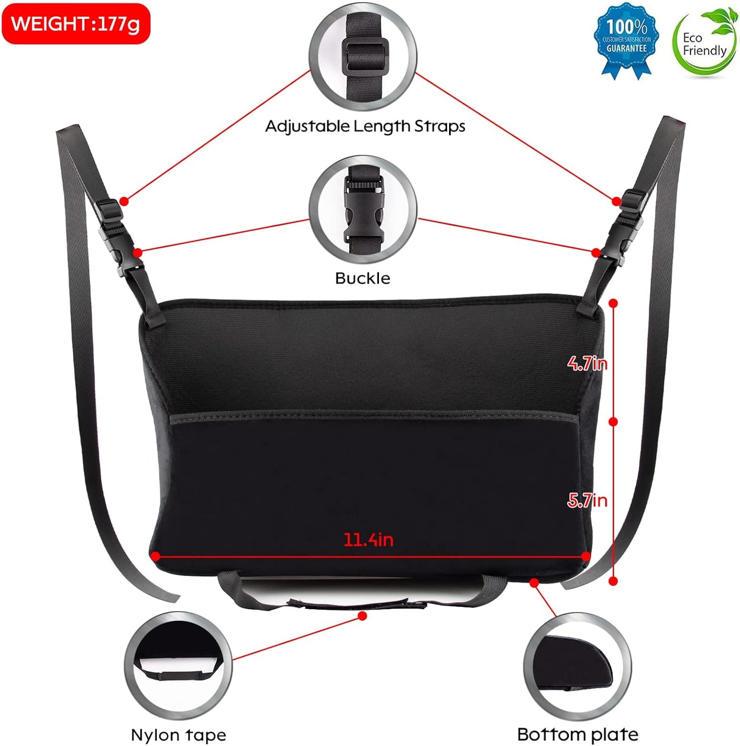 Bling Car Net Pocket Handbag Holder with Rhinestones, Universal Fit, Silver