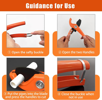 PVC Pipe Cutter, Heavy Duty Tubing Cutter with SK5 Blades Ratchet-type Tube and Pipe Cutter for Cutting PVC PEX Plastic PP-R Hoses up to 1-1/4" (32mm)