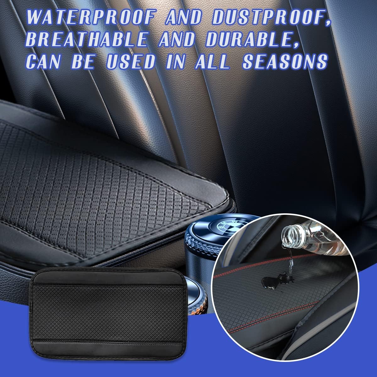 Black PU Leather Car Center Console Cushion - Waterproof & Non-Slip Armrest Protector (Copy)