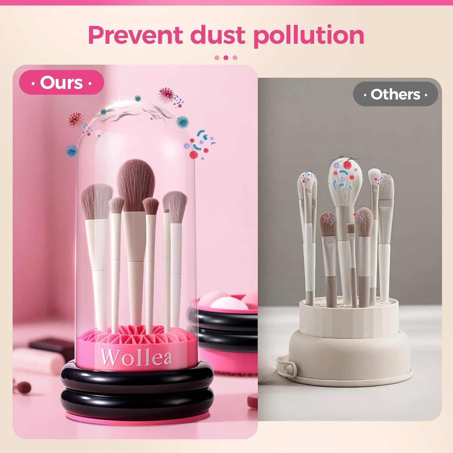 3 in 1 Makeup Brush Cleaner, Silicone Cleansing Pad, Clear Cover Brush Holder and Storage Box, Quick Dry Storage, for Removing Makeup Brushes, Sponges, Puffs Residue