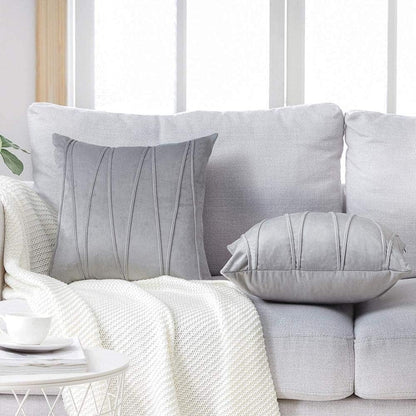 Pack of 2 Striped Velvet Throw Pillow Covers Modern Decorative Couch Throws Square Soft Cozy Pillowcases for Winter Bed Sofa Cushion Living Room (Gray, 22" x 22")