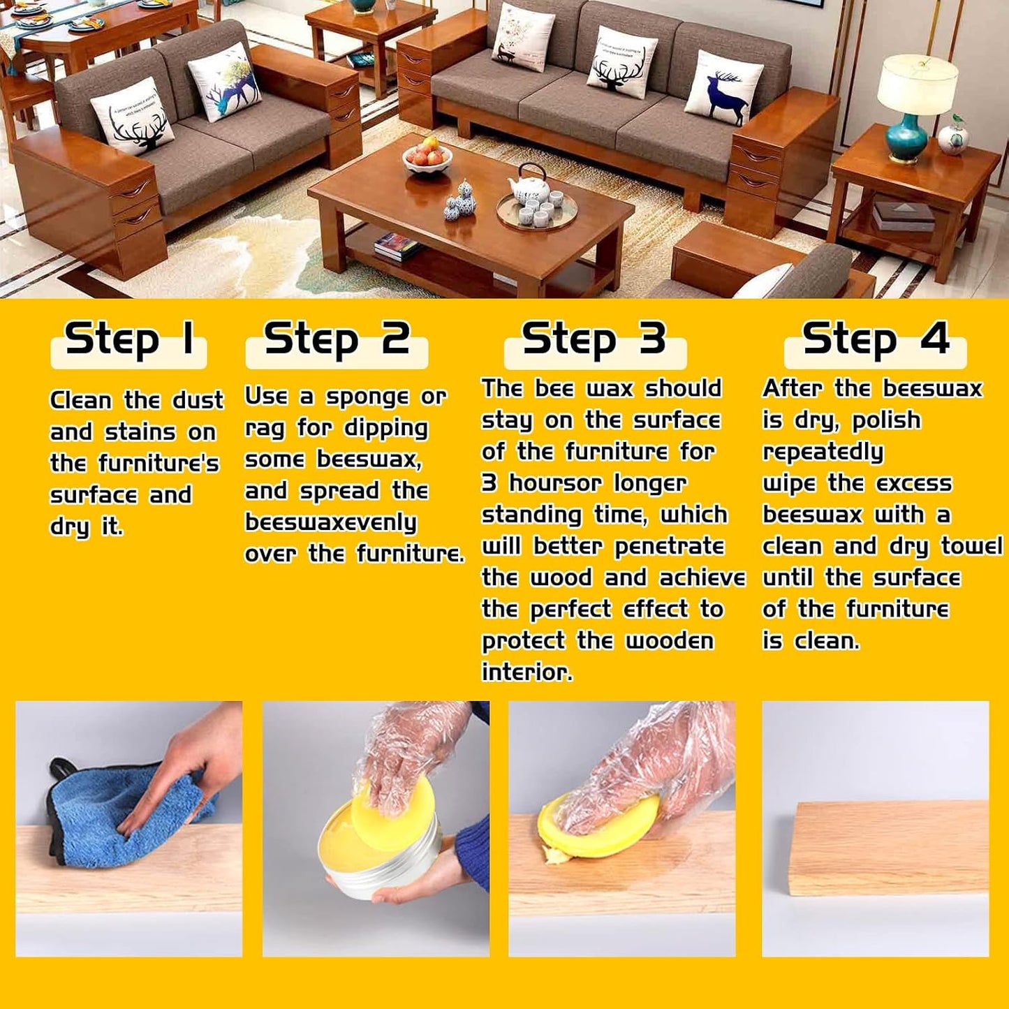 Beeswax Furniture Polish, Wood Seasoning Beeswax for Furniture Waterproof & Repair Wood Wax