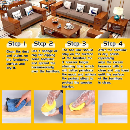 Beeswax Furniture Polish, Wood Seasoning Beeswax for Furniture Waterproof & Repair Wood Wax