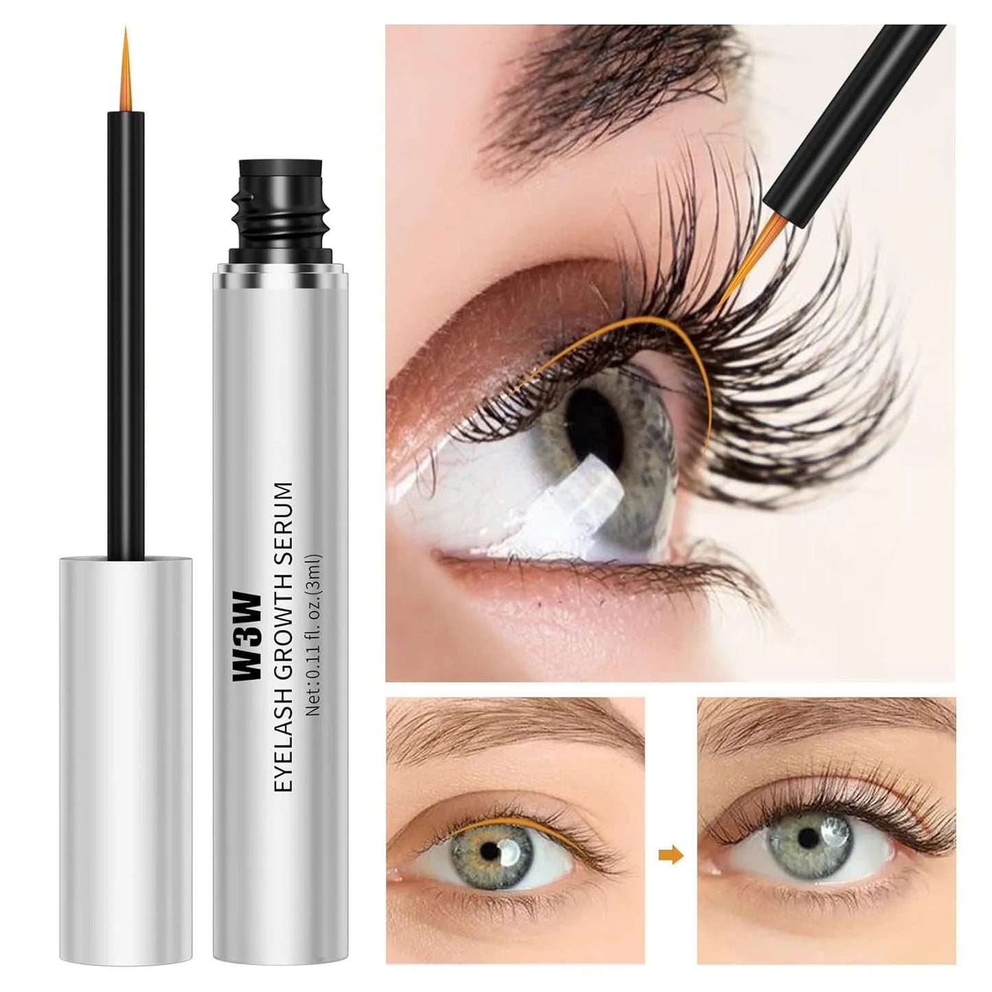 Eyelash Growth Serum Lengthens, thickens and plumps lashes with natural ingredient extracts