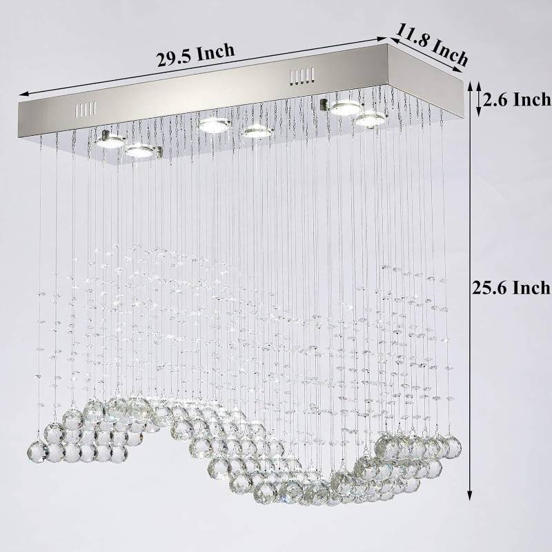 Modern K9 Crystal Raindrop Chandelier, Flush Mount Kitchen Island Dining Room