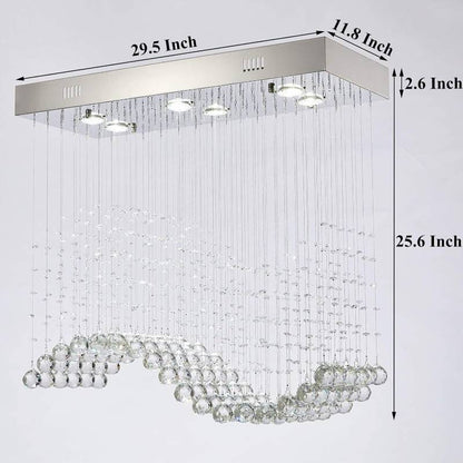 Modern K9 Crystal Raindrop Chandelier, Flush Mount Kitchen Island Dining Room