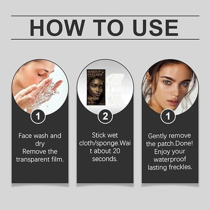 Makeup Patches, Face Makeup Patches, glitter freckles face tattoo, golden Fake Freckles, Waterproof Faux Freckles, Temporary Face Freckles For Women-6 Count