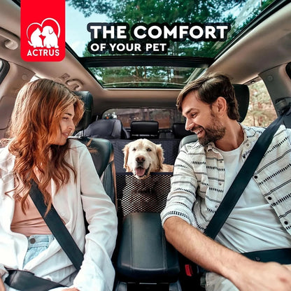 Hard Bottom Back Seat Extender Protector w/ Mesh Window & Storage for Dogs