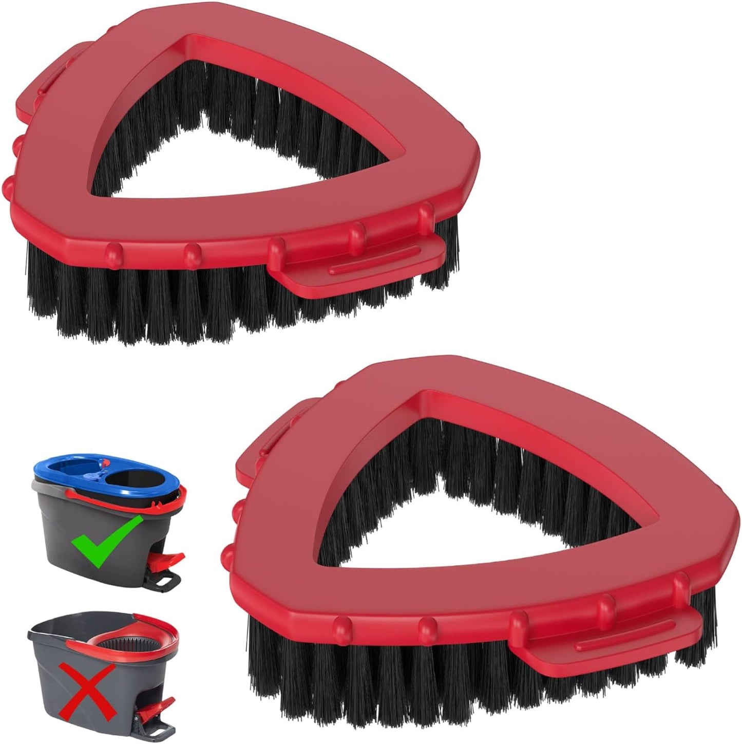 2-Pack Spin Mop Scrub Brush Replacement Heads Compatible with O-Cedar RinseClean 2-Tank System, Triangular Hard-Bristle Scrubber Mop Head for Kitchen and Bathroom Deep Cleaning