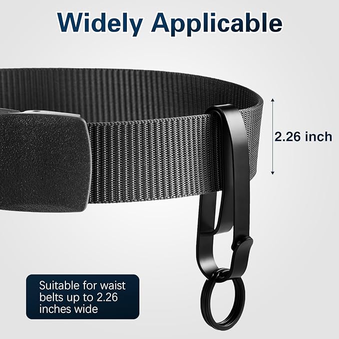 Heavy Duty Belt Key Clip with Quick Release and Removable Rings - 2 Pack