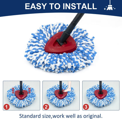 Pack of 3 Spin Mop Head Replacements Compatible with Ocedar RinseClean 2 Tank System, Mop Head Refill Replacement for O-cedar 2 Tank System - Easy to Replace,100% Microfiber, All Hard-surfaced Floor Clean