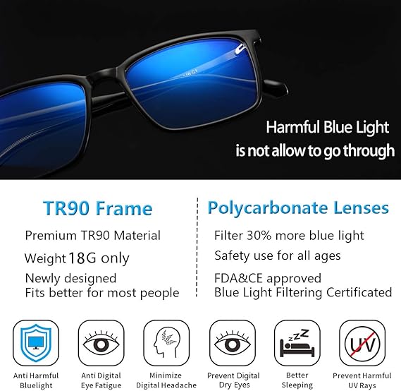 2 Pack Blue Light Blocking Glasses  - TORTOISE/BLACK - for Computer Eye Strain [Dry Eye & Sour Eye], Anti UV Reduce Headache Lightweight Classic Bluelight Blocker Glasses