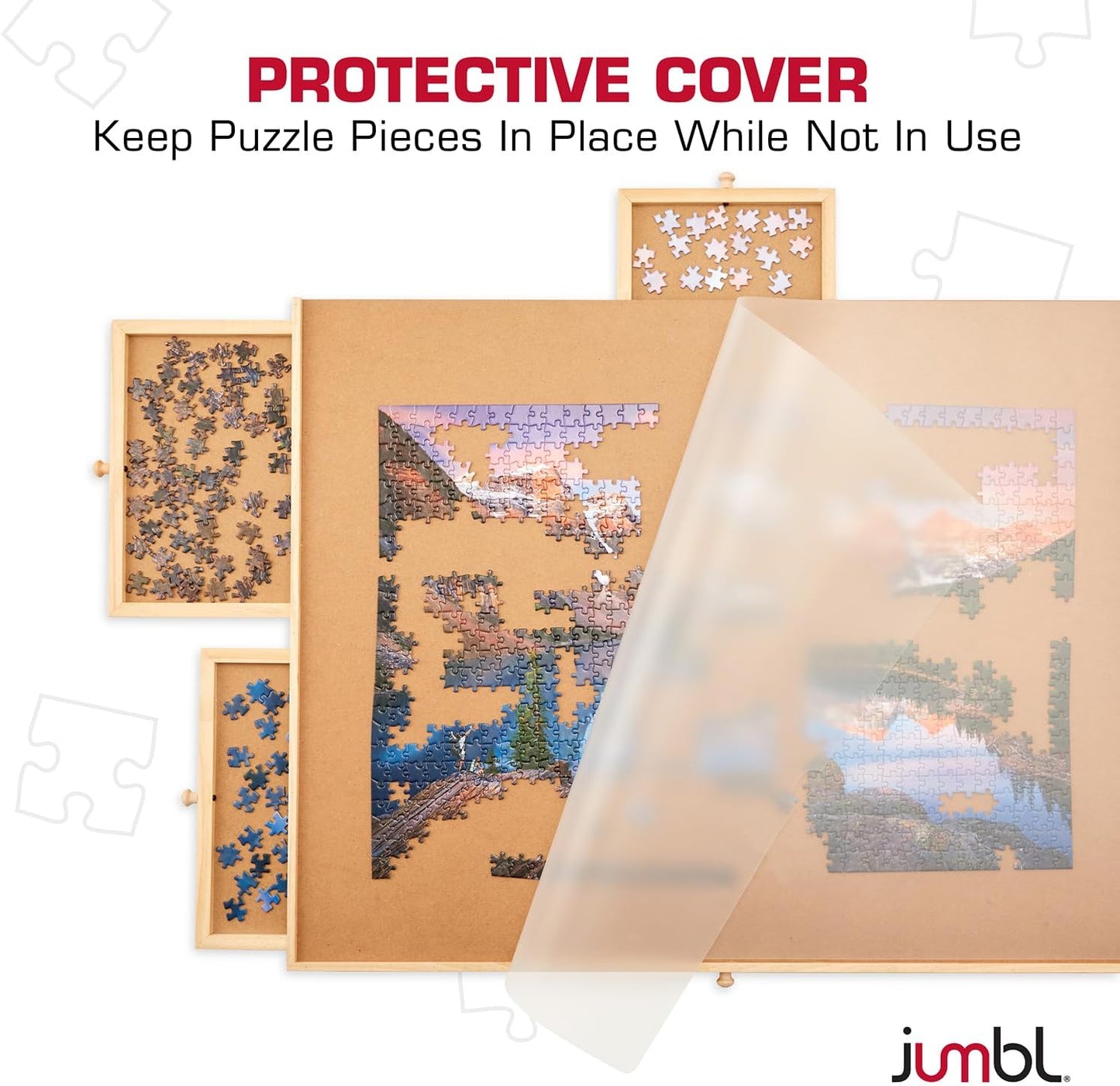 1500-Piece Puzzle Board/Table with Drawers, Lazy Susan Spinner & Cover | Rotating Wooden Jigsaw Puzzle Table for Adults & Kids | Built to Last