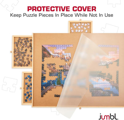 1500-Piece Puzzle Board/Table with Drawers, Lazy Susan Spinner & Cover | Rotating Wooden Jigsaw Puzzle Table for Adults & Kids | Built to Last